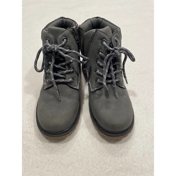 Kids Toddler Boots Size US 1 EU32 JP20 Gray Classic Lace Up Side-Zipper Lug Sole - Picture 4 of 9